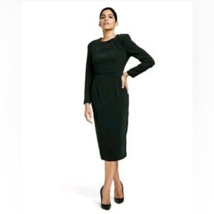Sergio Hudson x Target Strong Shoulder Dress XXS Black Midi LBD New
